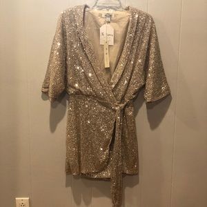 Gold Sequin Wrap Romper